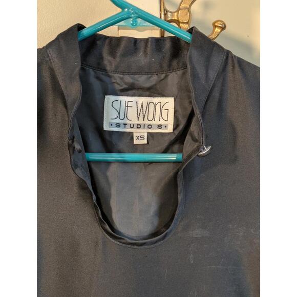 Vintage 80s Sue Wong Silk Mini Dress XS Cheongsam Qipao - Picture 2 of 9